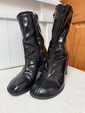 H&M Black Mid-Calf Heeled Boots